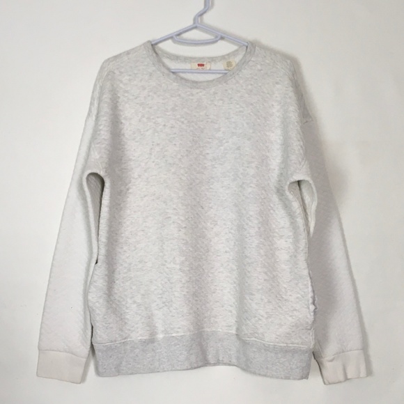 Levi's Sweaters - Levis Sweater Quilted White/Heather Gray Pockets M
